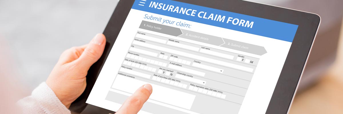 Online insurance claim form on a tablet